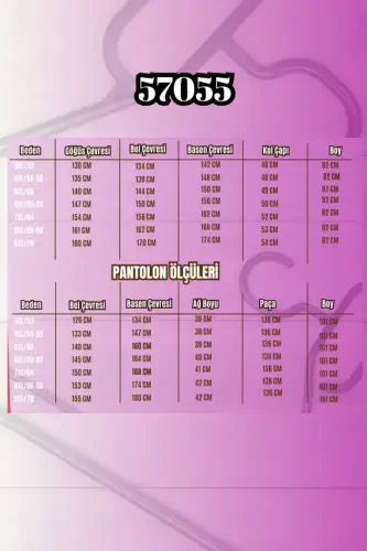 57055 Katta Urchamli Ko'ylak Tugmachali Shimli Modal Kostyum - Antratsit - 2