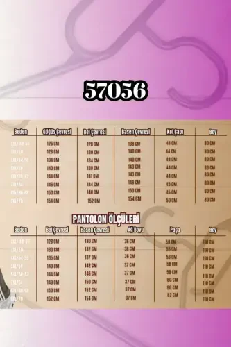 57056 Katta hajmli Rangli bezakli Modal shimli kostyum - To'q ko'k - 2