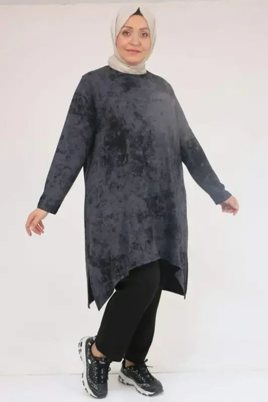 57070 Plus Size Front Symmetry Cut Batik Pantsuit - Black - 1