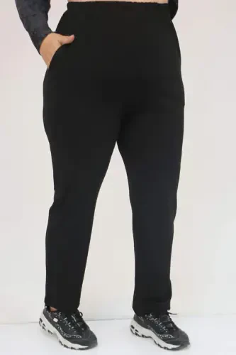 57070 Plus Size Front Symmetry Cut Batik Pantsuit - Black - 3