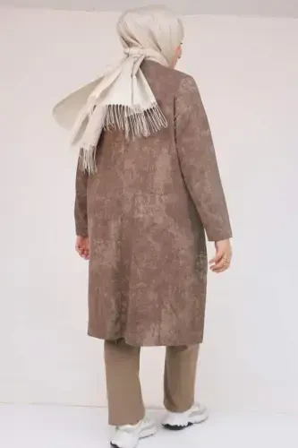 57070 Plus Size Front Symmetry Cut Batik Pantsuit - Mink - 2