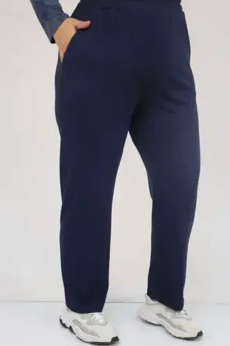 57070 Plus Size Front Symmetry Cut Batik Pantsuit - Navy Blue - 3