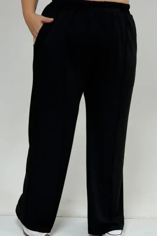 57304 Plus Size Jacketed Modal-Quilted Three Piece Set - Black-Black - 3