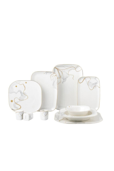 58 Pieces A8051 Eva Collection Square Dinnerware Set - KORKMAZ