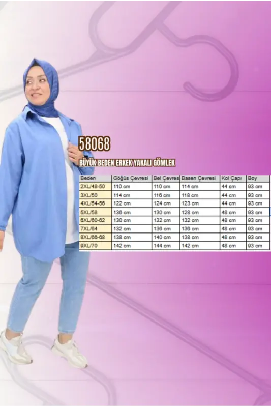 58068 Büyük Beden Erkek Yakalı Gömlek - Kırmızı Kırçıllı - 2