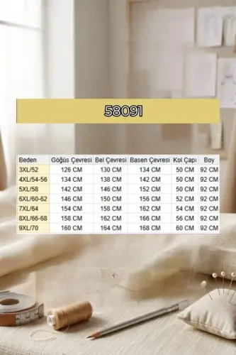 58091 Büyük Beden Kolları Lastikli Müslin Gömlek - Tarçın - BÜYÜKBEDENIZ (1)