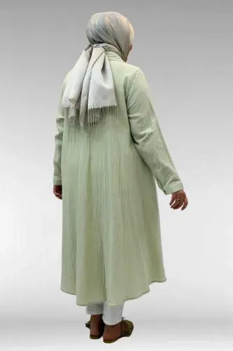 58093-1 Büyük Beden Mevlana Kesim Müslin Gömlek - Su Yeşili - 3