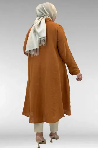 58093 Katta o'lchamli Mevlana bichimidagi muslin ko'ylak - Dolchin - 3