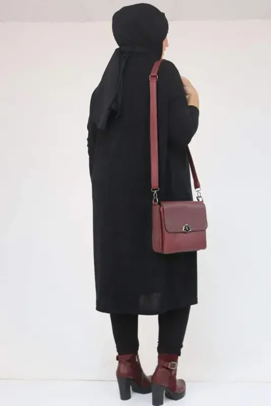 58101 Большой Размер Спущенное Плечо Мир Туника - Черный - 3