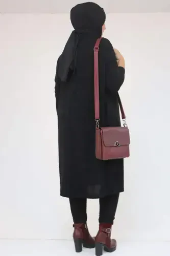 58101 Büyük Beden Düşükkol Mir Tunik - Siyah - 3