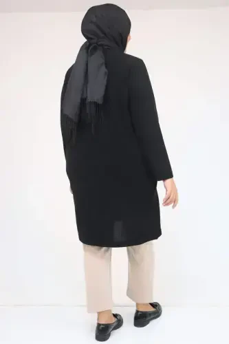 58103 Plus Size Bias Detailed Mir Tunic - Black - 3