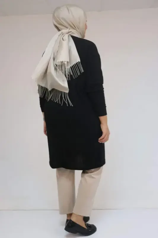 58148 Plus Size Low Sleeve Mir Tunic - Black - BÜYÜKBEDENIZ