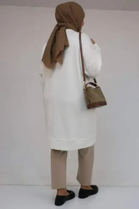 58151 Plus Size Modal Tunic with Self-Ribbed Sleeve and Hem - Ecru - 3