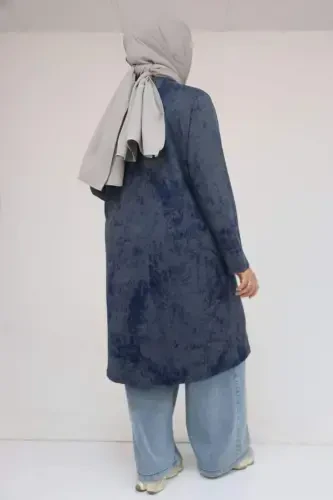 58153 Большой Размер Батик Модал Туника - Батик Индиго - BÜYÜKBEDENIZ (1)