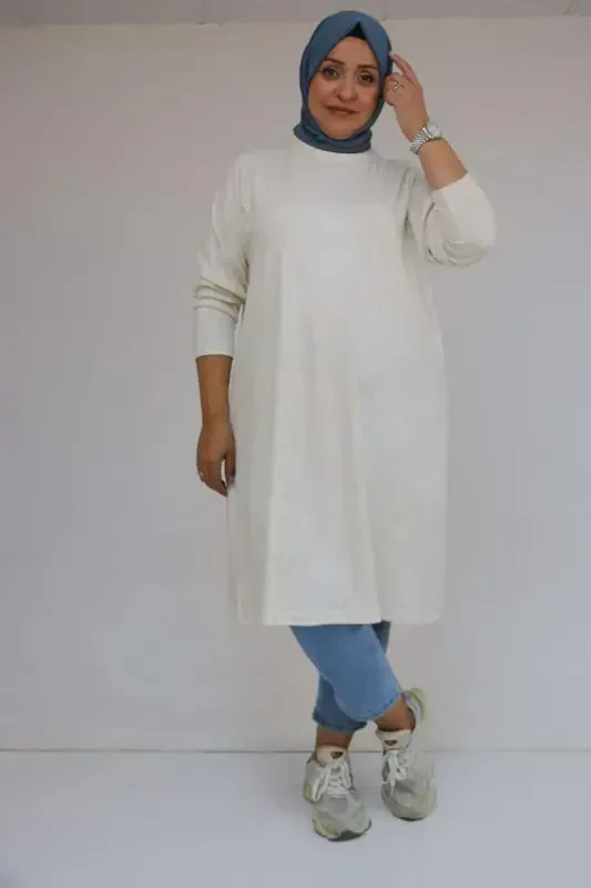 58153 Plus Size Basic Batik Modal Tunic - Batik Ecru - 1