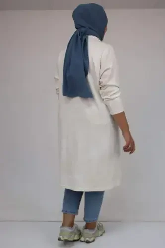 58153 Plus Size Basic Batik Modal Tunic - Batik Ecru - BÜYÜKBEDENIZ (1)