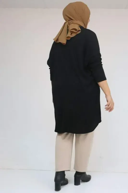 58156 Katta Razmerli Asosiy Mir Tunik - Qora - 2