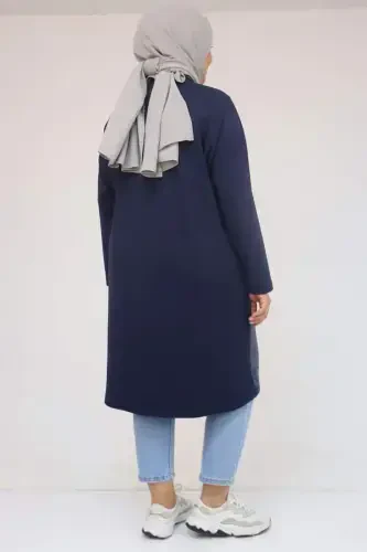 58161 Büyük Beden Basic Modal Tunik - İndigo - 3