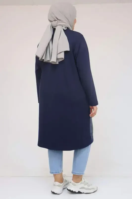 58161 Büyük Beden Basic Modal Tunik - İndigo - 3
