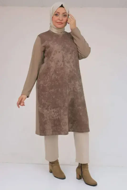 58161 Plus Size Basic Modal Tunic - Mink - 1