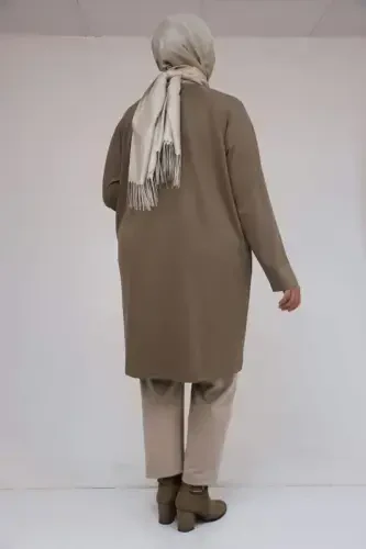 58162 Katta Hajmli Garniturali Modal Tunik - Vizon - 3