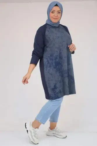 58162 Plus Size Embellished Modal Tunic - Indigo - 1