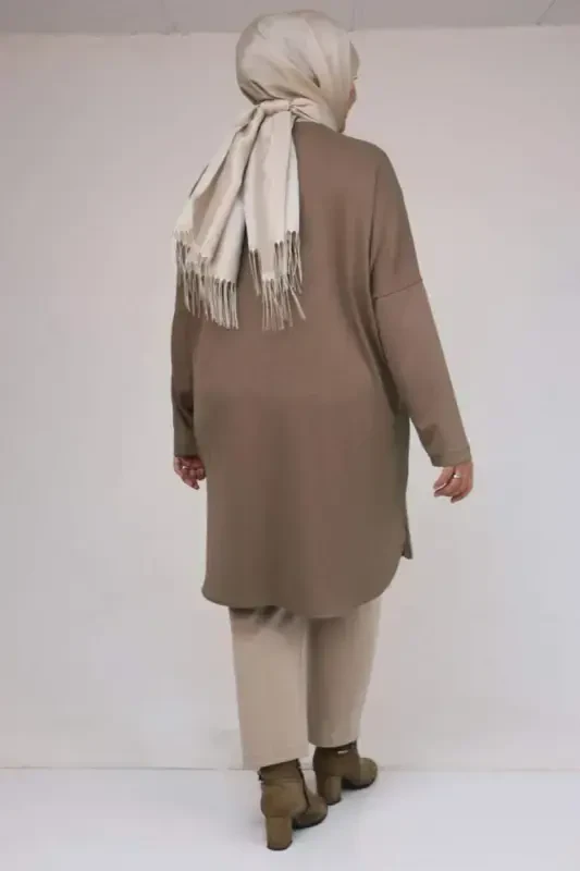 58164 Plus Size Basic Modal Tunic - Dark Mink - 3