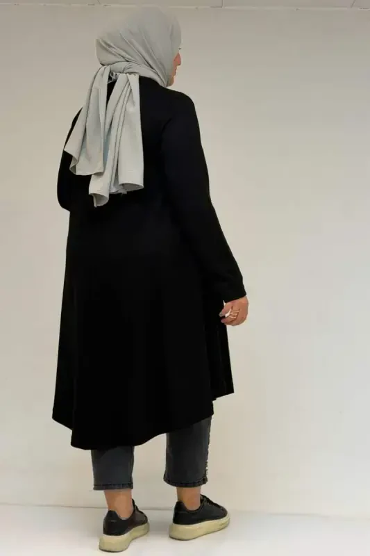 58174 Büyük Beden Mevlana Modal Tunik - Siyah - 3