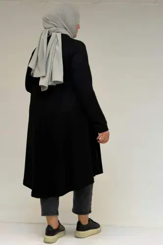 58174 Katta Hajmli Mavlono Modal Tunik - Qora - 3