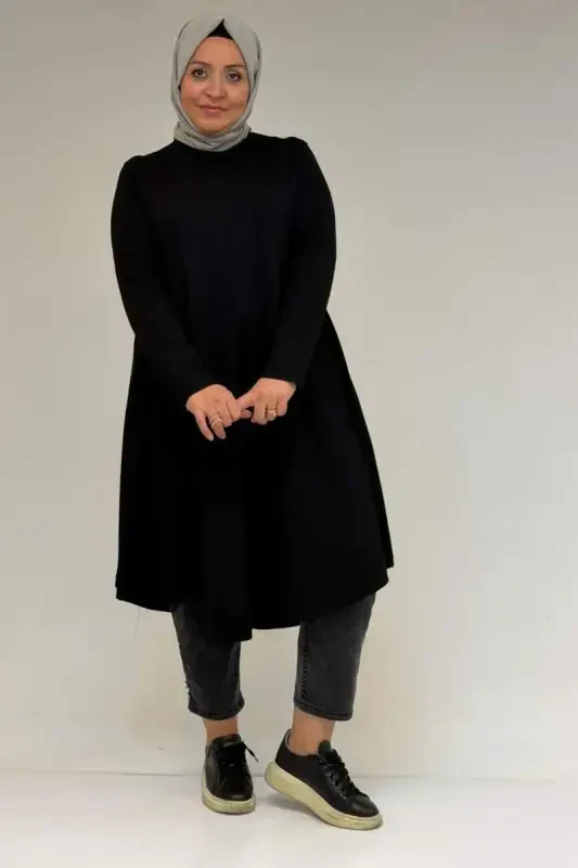 58174 Plus Size Mevlana Modal Tunic - Black - 1