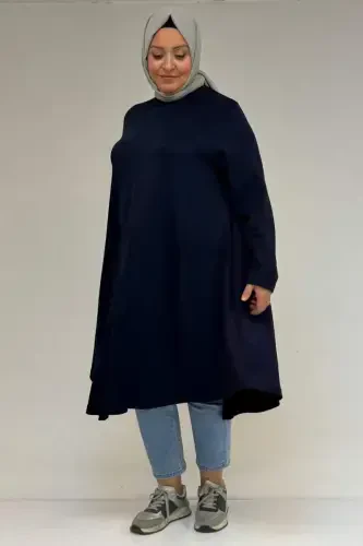58174 Plus Size Mevlana Modal Tunic - Navy Blue - 1