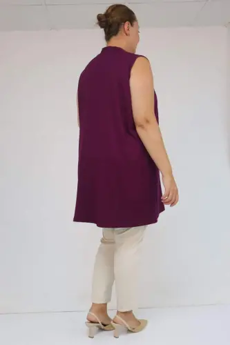 58501 Plus Size Mandarin Collar Knitted Undershirt - Plum - 3