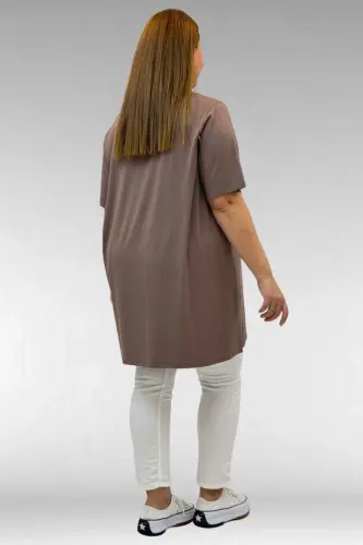 58507 Plus Size Crew Neck Cotton T-Shirt - Mink - 4