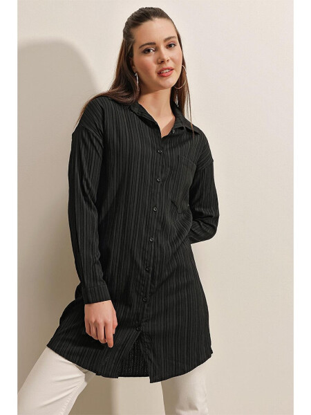 5884 Woven Long Shirt - Black - 5