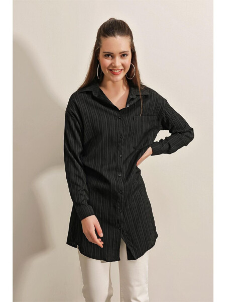 5884 Woven Long Shirt - Black - 7