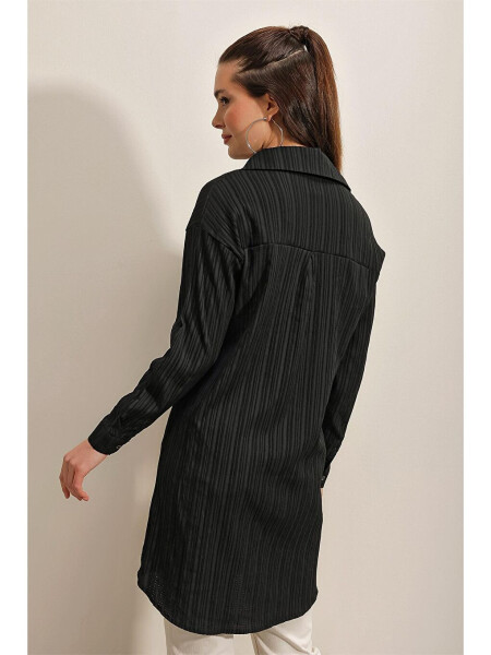 5884 Woven Long Shirt - Black - 8