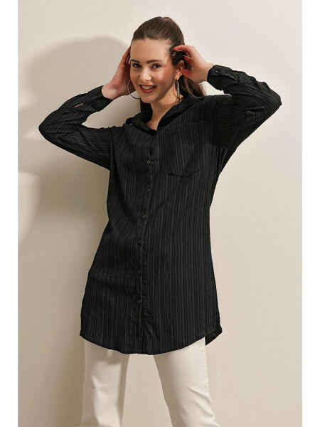 5884 Woven Long Shirt - Black - 2