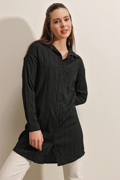 5884 Woven Long Shirt - Black - 9