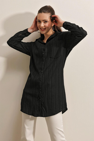 5884 Woven Long Shirt - Black - 10