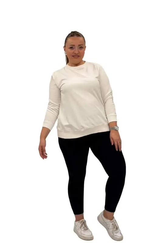 59501 Büyük Beden Penye Tayt - Koyu Lacivert - BÜYÜKBEDENIZ