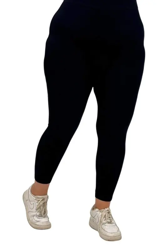 59501 Büyük Beden Penye Tayt - Koyu Lacivert - 3