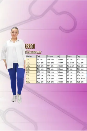 59501 Büyük Beden Penye Tayt - Koyu Lacivert - BÜYÜKBEDENIZ (1)