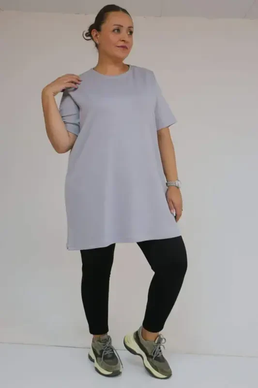 59503 Plus Size Elastic Waist Leggings - Black - BÜYÜKBEDENIZ