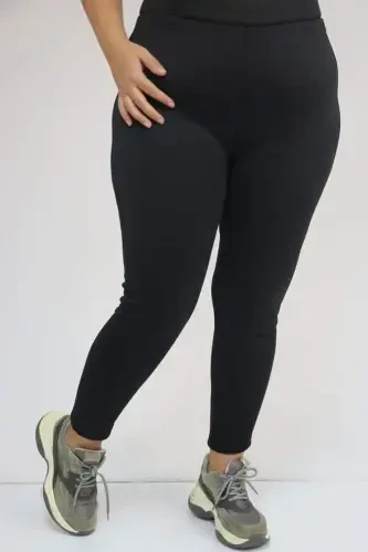 59503 Plus Size Elastic Waist Leggings - Black - 3