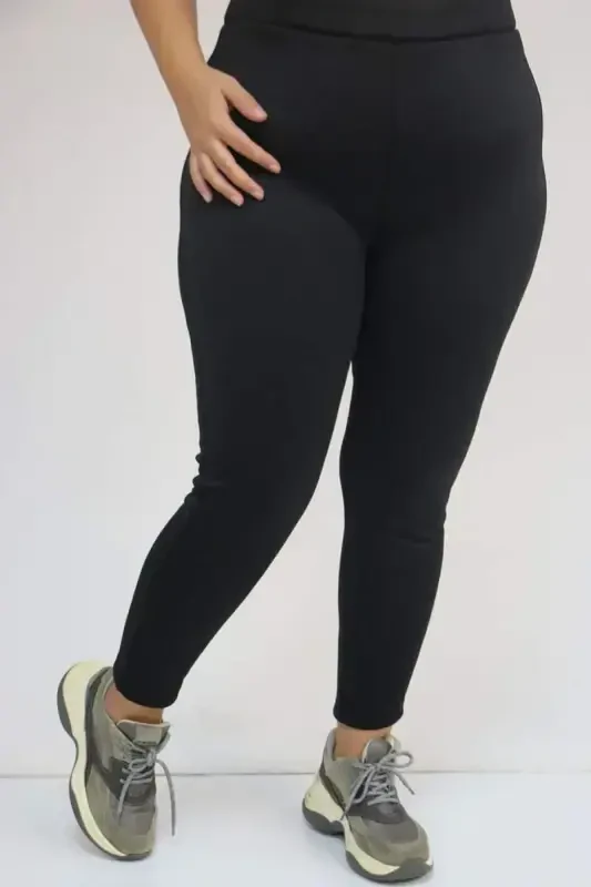 59503 Plus Size Elastic Waist Leggings - Black - 3