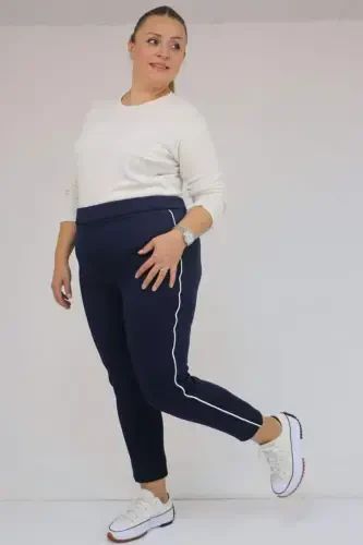 59504 Plus Size Lined Leggings - Navy Blue - 1