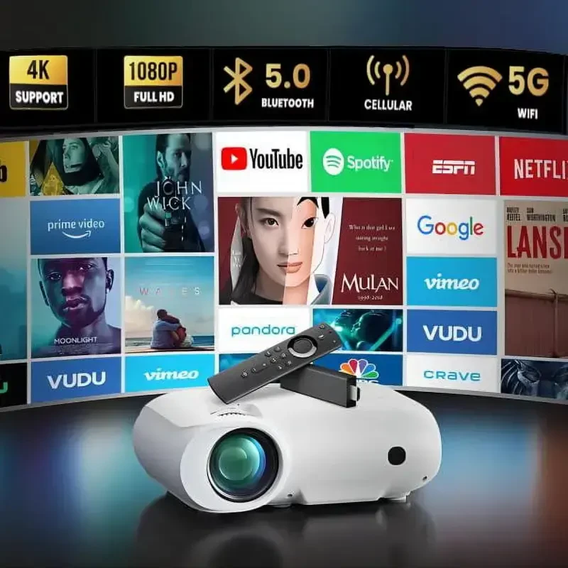 5G Wifi va Bluetooth bilan YOTON Video Projektorlari, 9000 Lumen, Native 1080P 4K Support Home Theater, Super Bowl uchun 200'' Ekran - 1