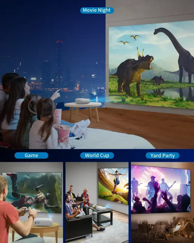 5G Wifi va Bluetooth bilan YOTON Video Projektorlari, 9000 Lumen, Native 1080P 4K Support Home Theater, Super Bowl uchun 200'' Ekran - 4