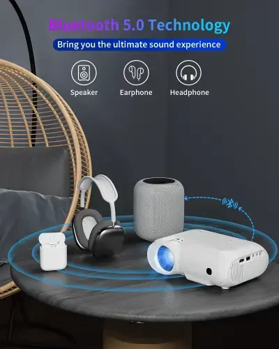 5G Wifi va Bluetooth bilan YOTON Video Projektorlari, 9000 Lumen, Native 1080P 4K Support Home Theater, Super Bowl uchun 200'' Ekran - 7