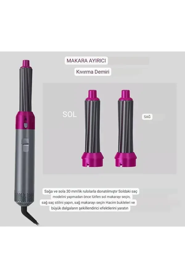 5 In 1 Profesyonel Saç Şekillendirici Fırça Taraklı Kurutma Fön Makinesi 1000 Watt - 15